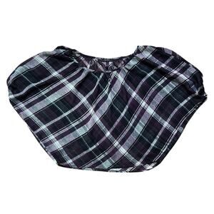 Jessica Simpson Cold Shoulder Dolman Sleeve Sheer Plaid Top Medium